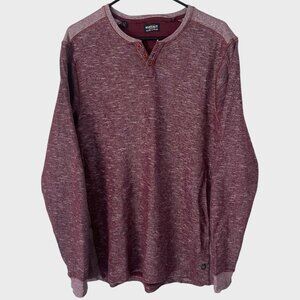 Buffalo David Bitton Katana Henley Shirt Men's Large Red Long-Sleeve Pullover